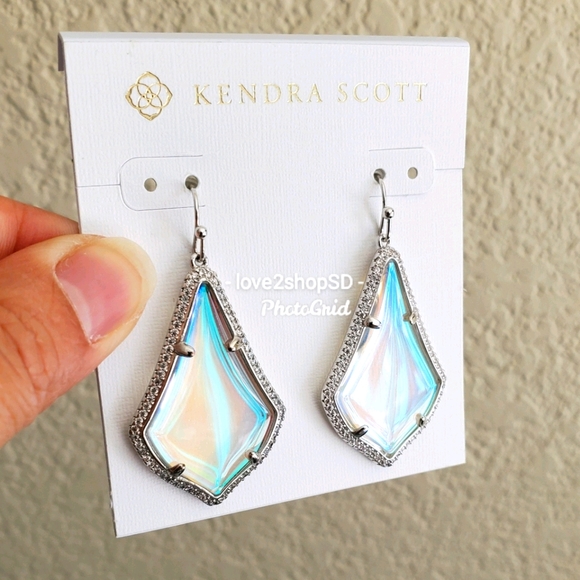 Kendra Scott Alex Lux Dichroic Silver Earrings - Picture 3 of 4